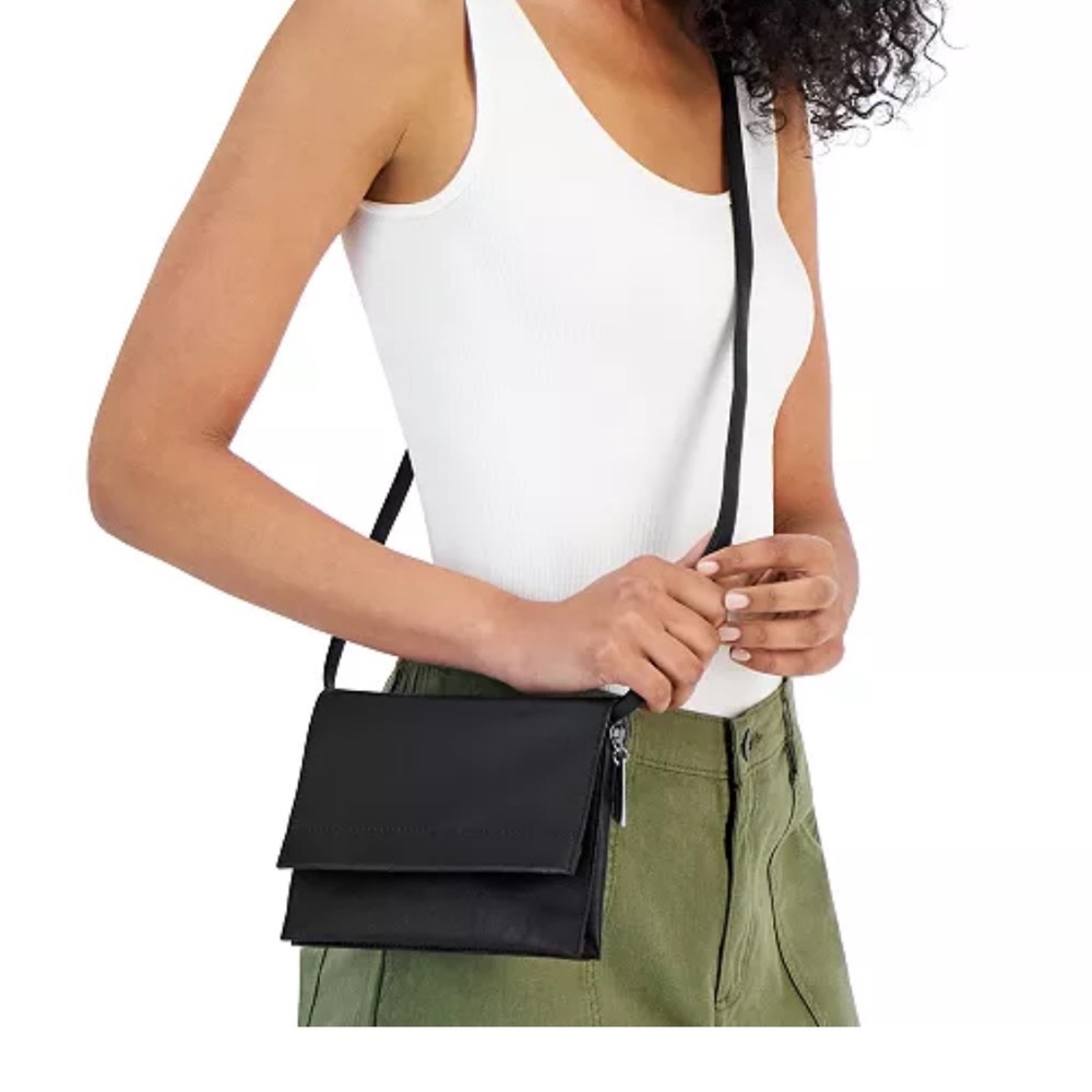 👜🌟Giani Bernini Nappa Small Flap Crossbody Bag Black Leather Purse 7.5” x 6”$79